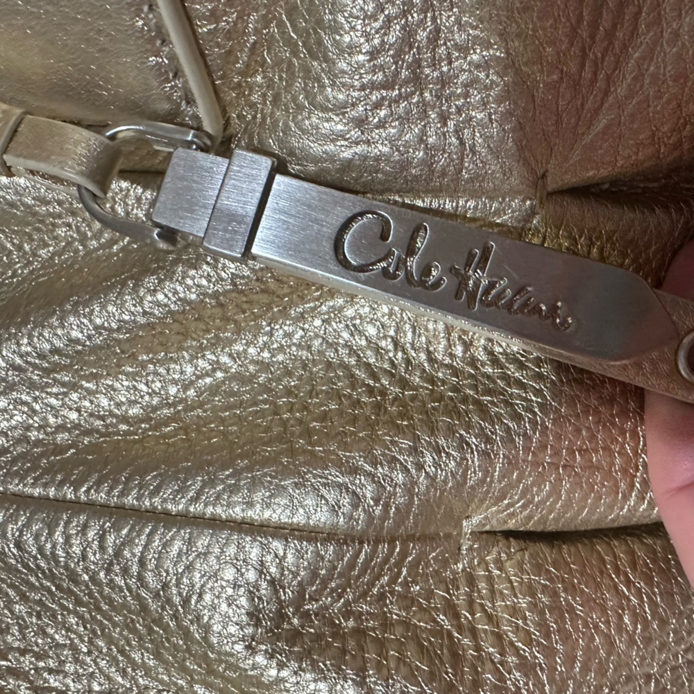 Cole Haan Metallic Gold Pebbled Large Leather Hobo - Picture 8 of 12